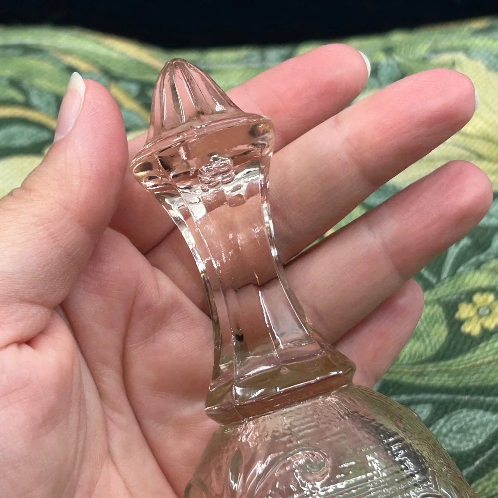 Vintage Pink Glass Tiara Sandwich Glass Bell Decorative Collectible Depression